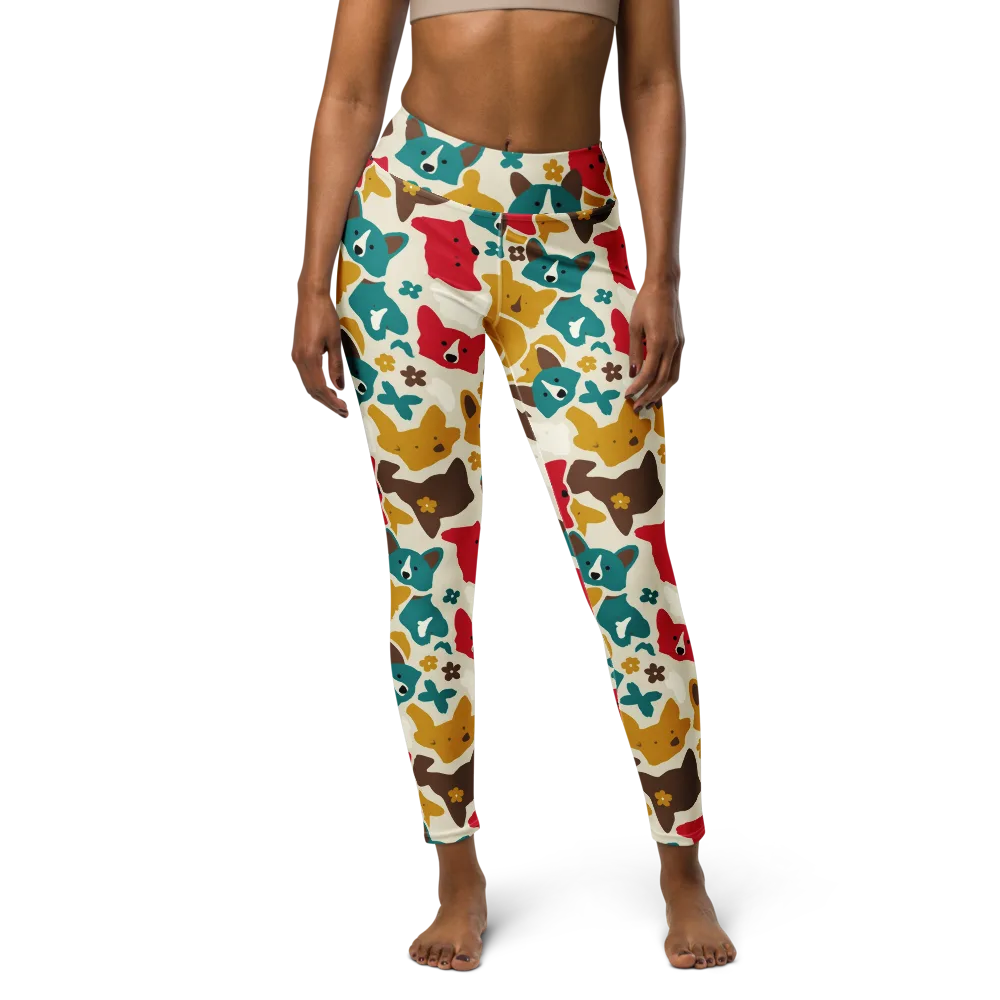Foxglove Pals on Yoga Leggings — Front