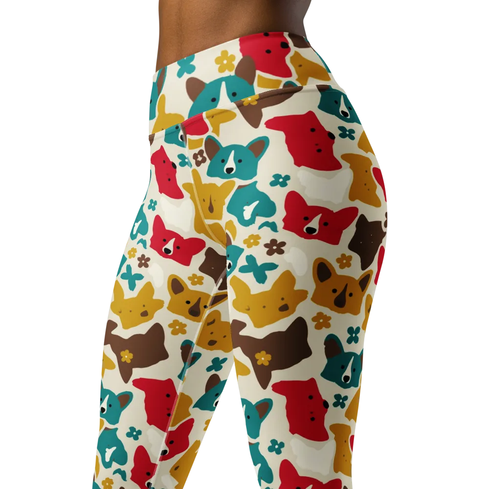 Foxglove Pals on Yoga Leggings — Left Front