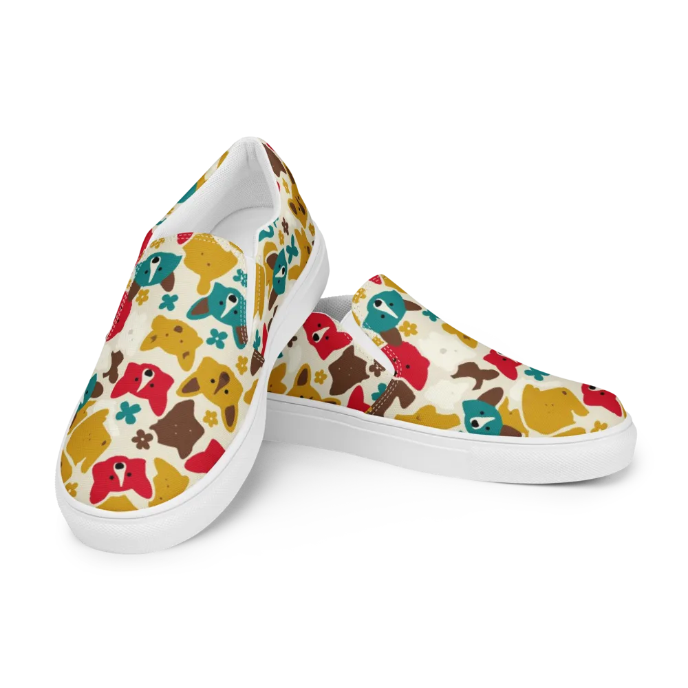 Foxglove Pals on Men's Slip-On Canvas Shoes — Left Front