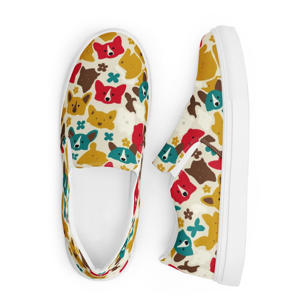 Foxglove Pals on Men's Slip-On Canvas Shoes — Front