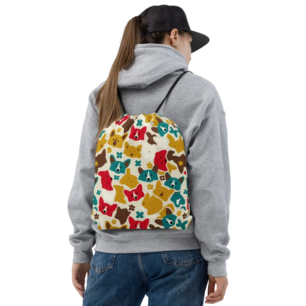Foxglove Pals on Drawstring Bag — Front