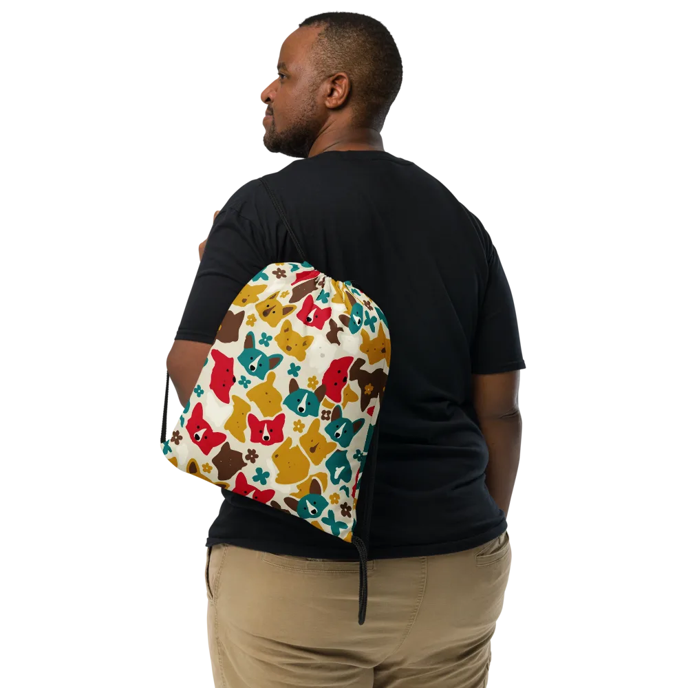 Foxglove Pals on Drawstring Bag — Front