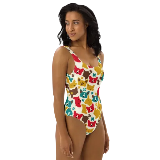 Foxglove Pals on a One-Piece Swimsuit