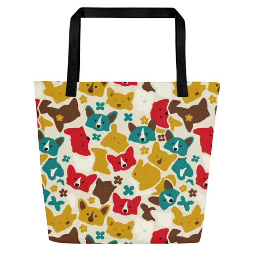 Foxglove Pals on a Large Tote Bag W/ Pocket