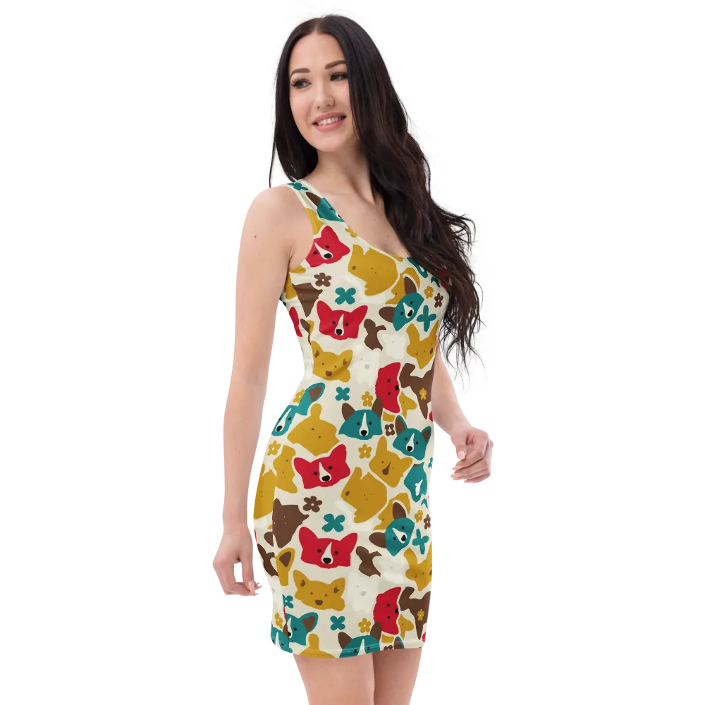Foxglove Pals on Bodycon Dress — Right Front