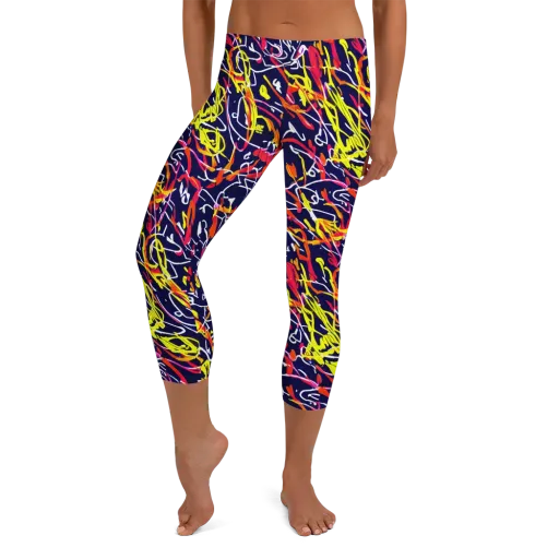 Neon Currents on a Capri Leggings