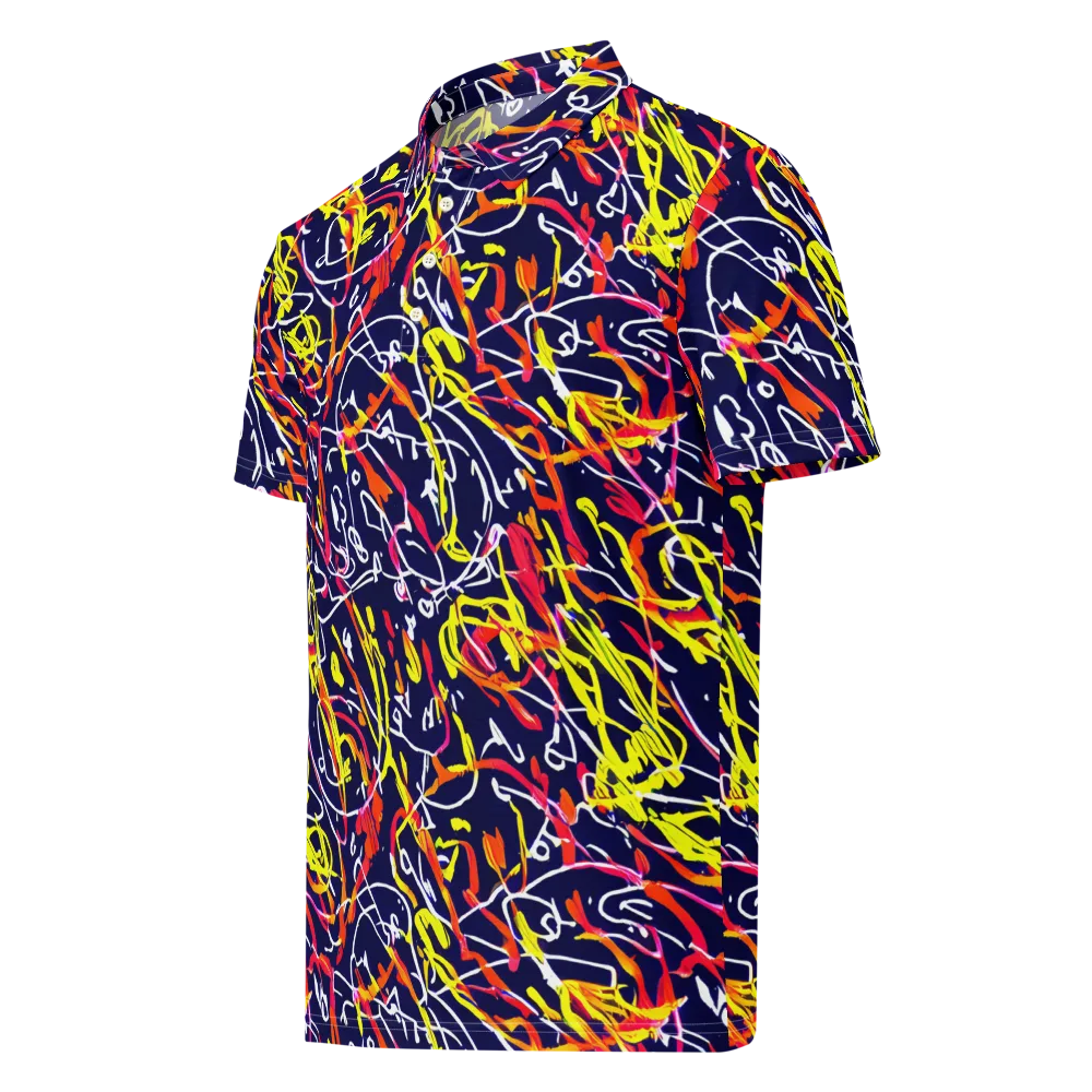 Neon Currents on Men's Slim Fit Polo Shirt — Left Front