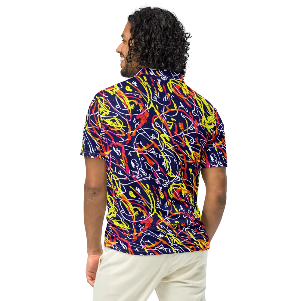 Neon Currents on Men's Slim Fit Polo Shirt — Back