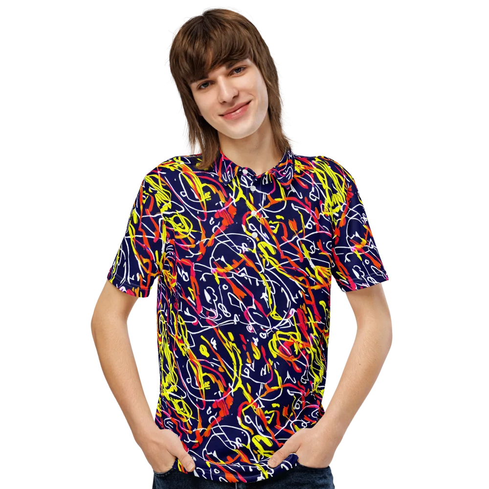 Neon Currents on Men's Slim Fit Polo Shirt — Front