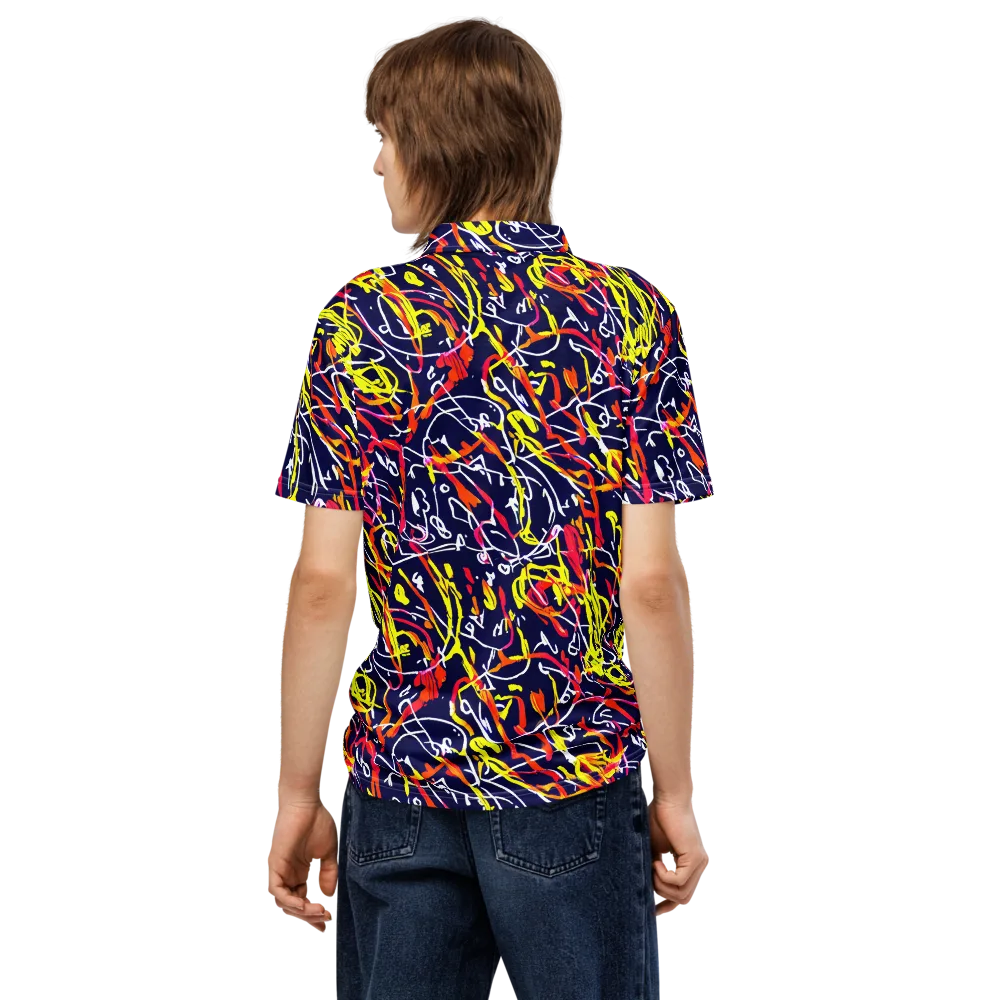 Neon Currents on Men's Slim Fit Polo Shirt — Back