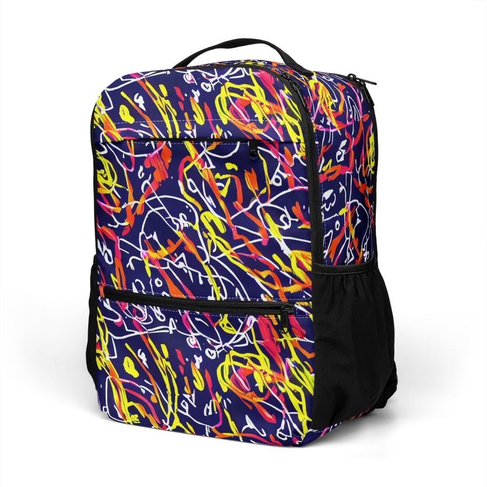 Neon Currents on Utility Backpack — Left Front