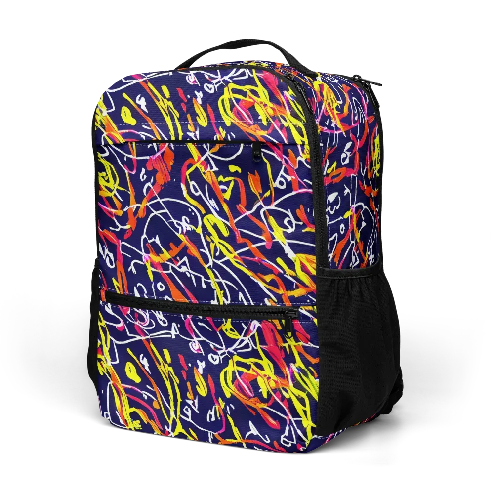 Neon Currents on Utility Backpack — Left Front