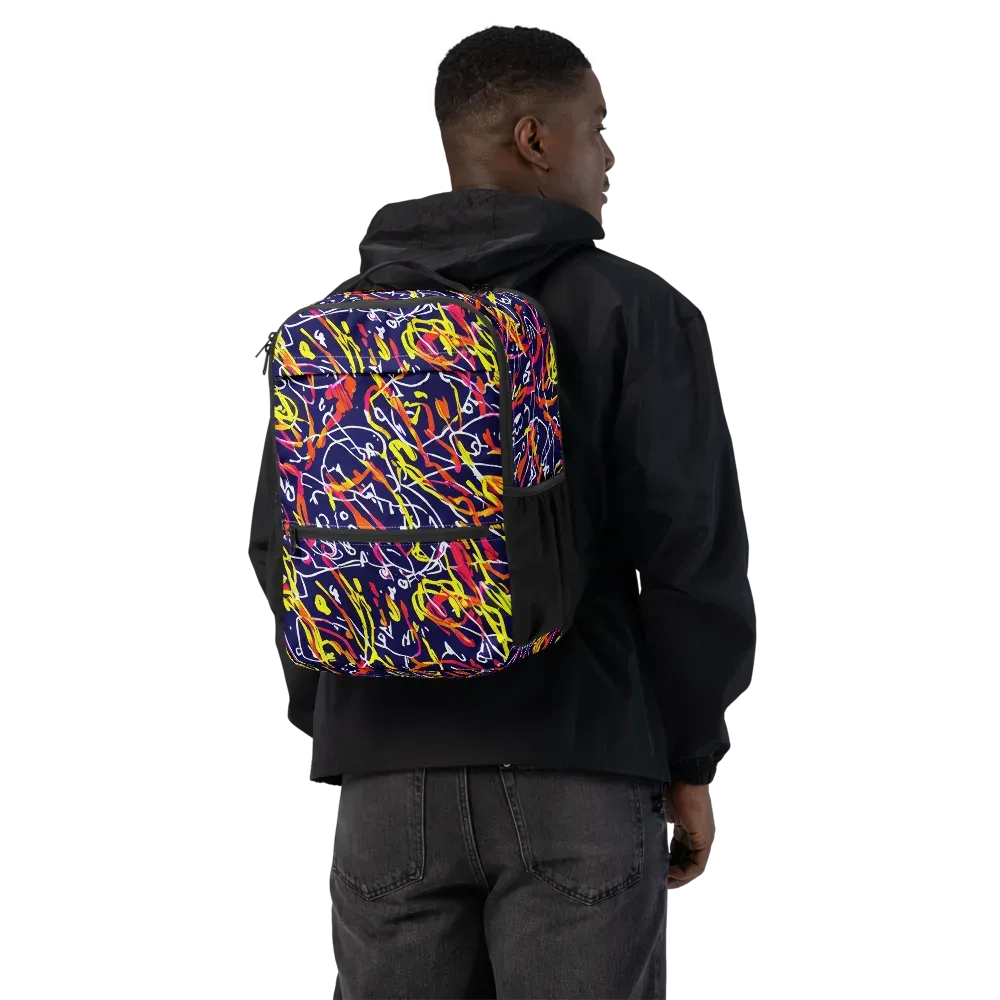 Neon Currents on Utility Backpack — Back