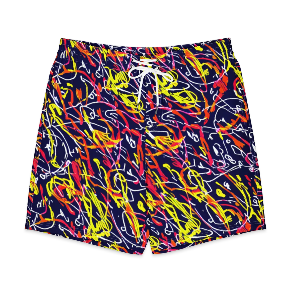 Neon Currents on Men's Board Shorts — Front