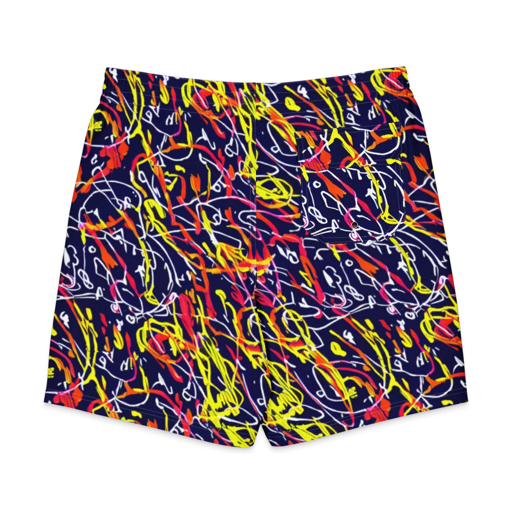 Neon Currents on Men's Board Shorts — Back
