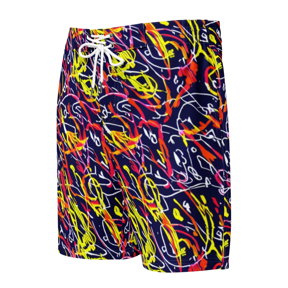 Neon Currents on Men's Board Shorts — Front