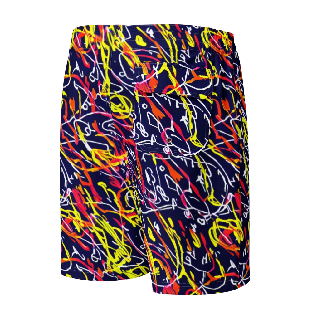 Neon Currents on Men's Board Shorts — Back