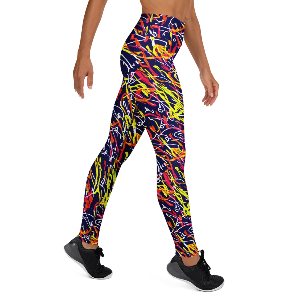 Neon Currents on Yoga Leggings — Right