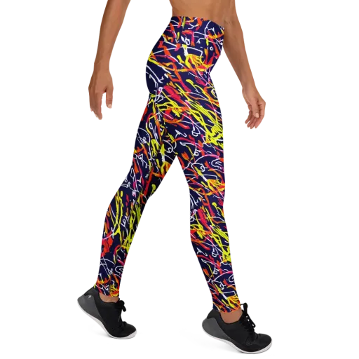Neon Currents on a Yoga Leggings