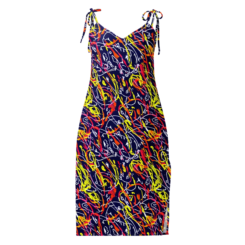 Neon Currents on Slip Dress — Front