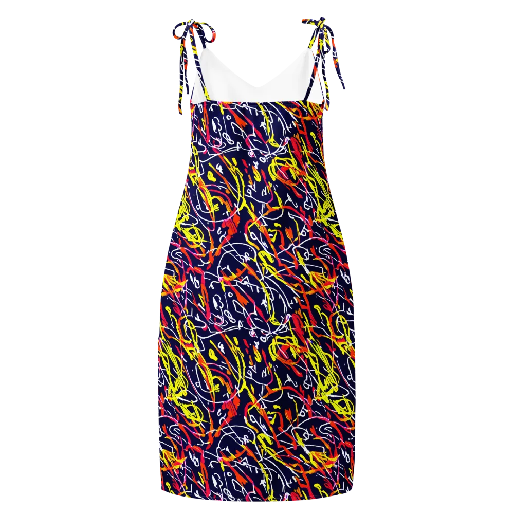 Neon Currents on Slip Dress — Back