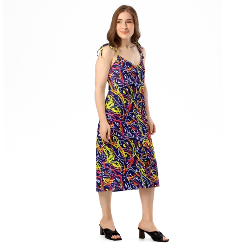 Neon Currents on a Slip Dress