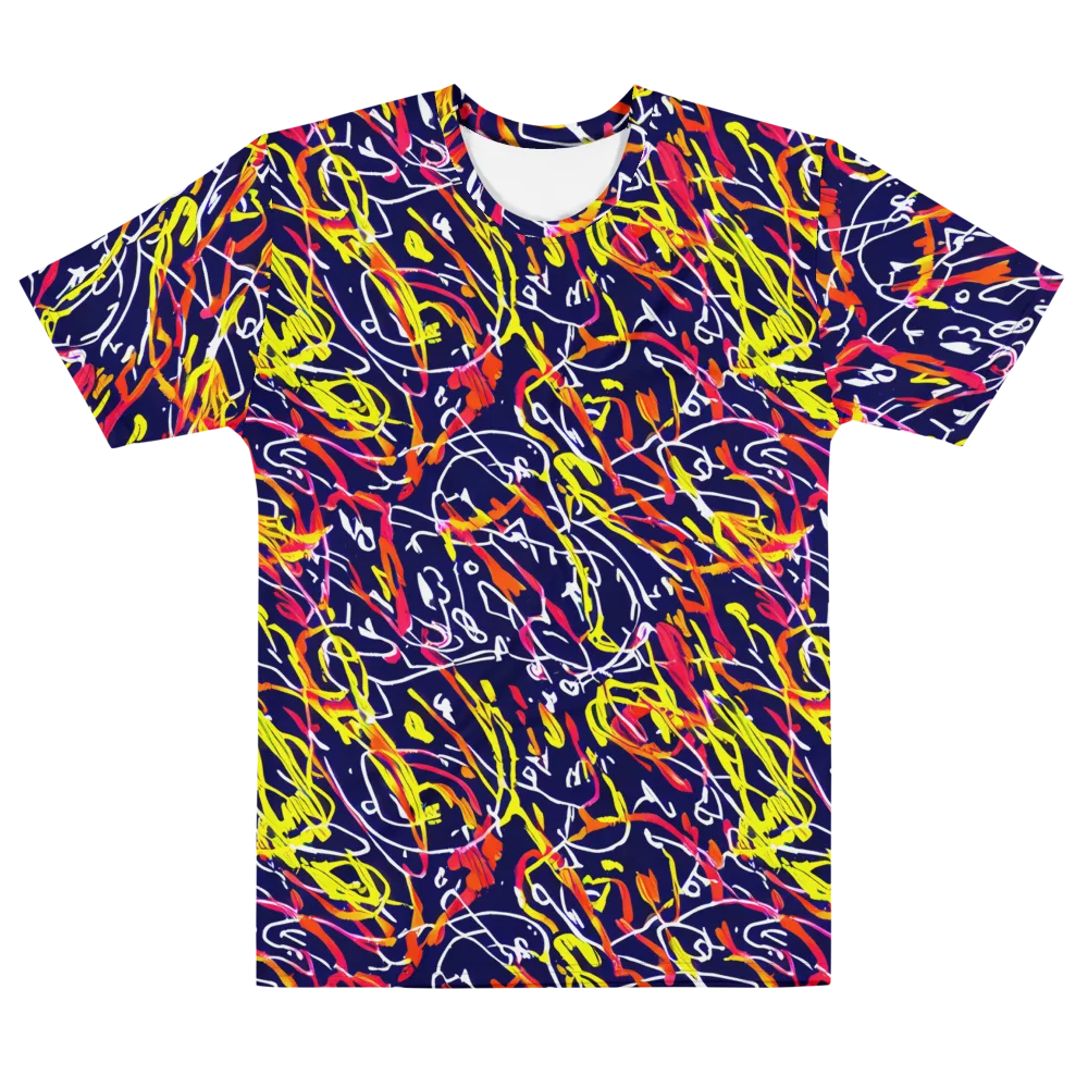 Neon Currents on Men's Cotton Crew Neck T-Shirt — Front