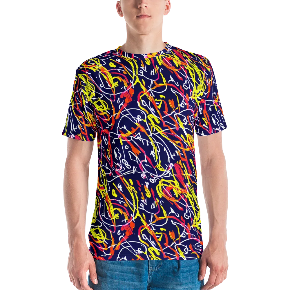Neon Currents on Men's Crew Neck T-Shirt — Front