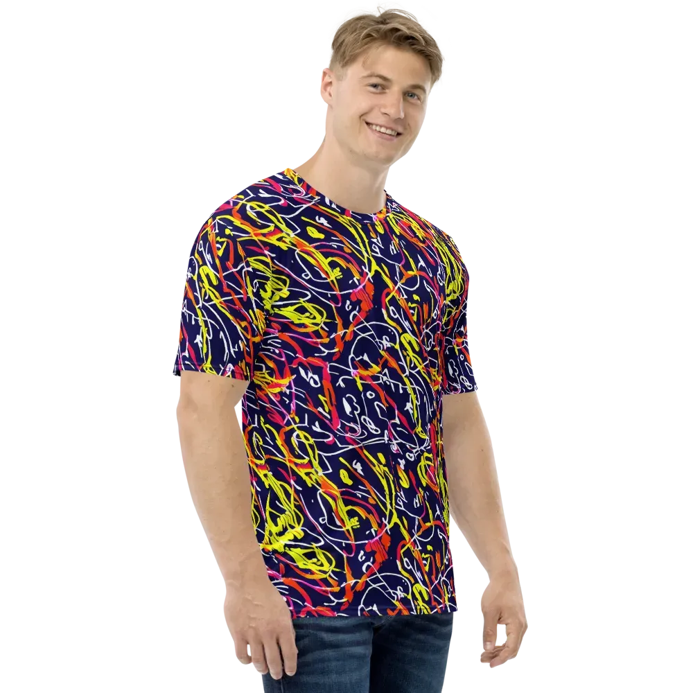 Neon Currents on Men's Crew Neck T-Shirt — Right