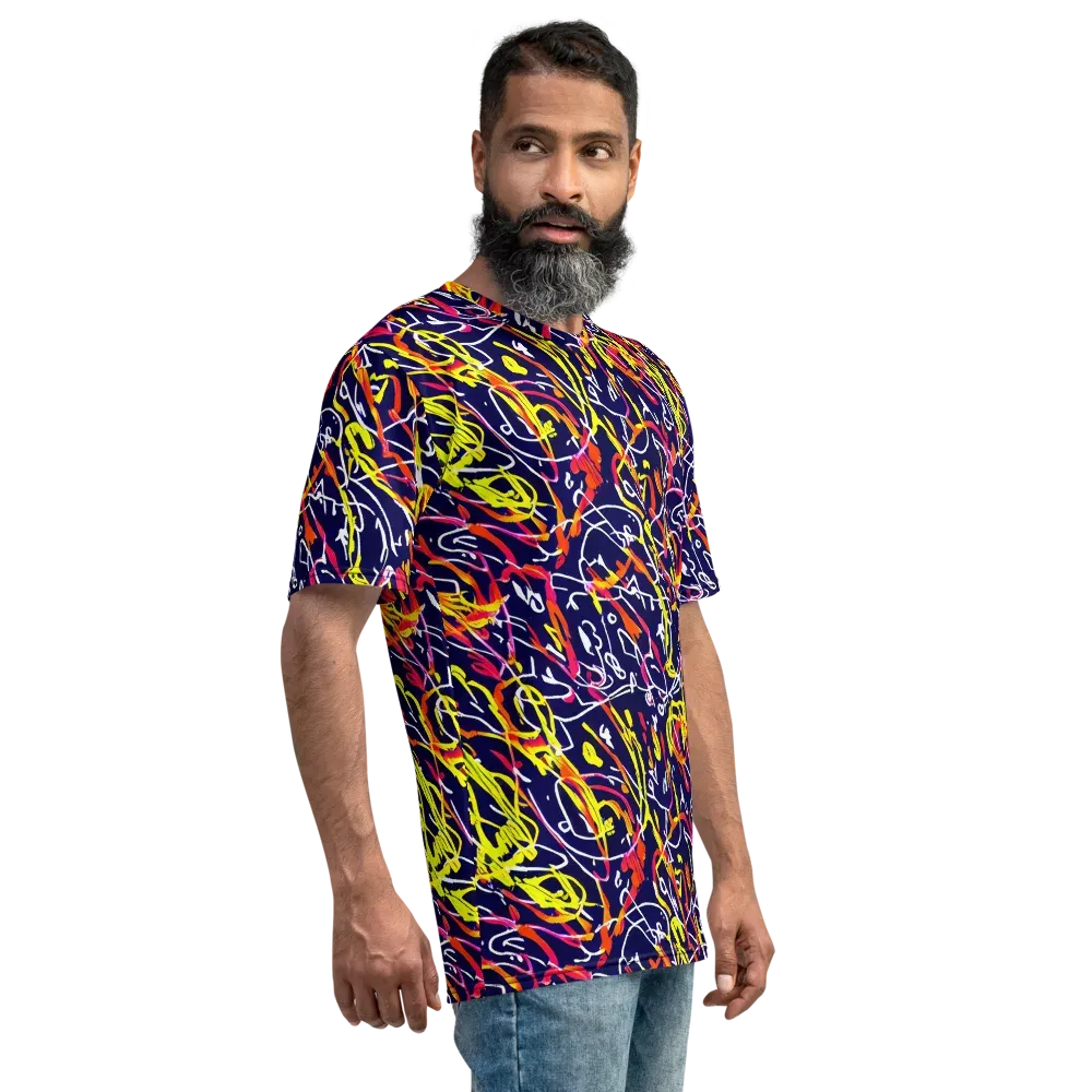 Neon Currents on Men's Crew Neck T-Shirt — Right