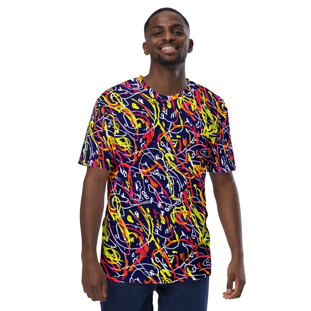 Neon Currents on Men's Crew Neck T-Shirt — Front