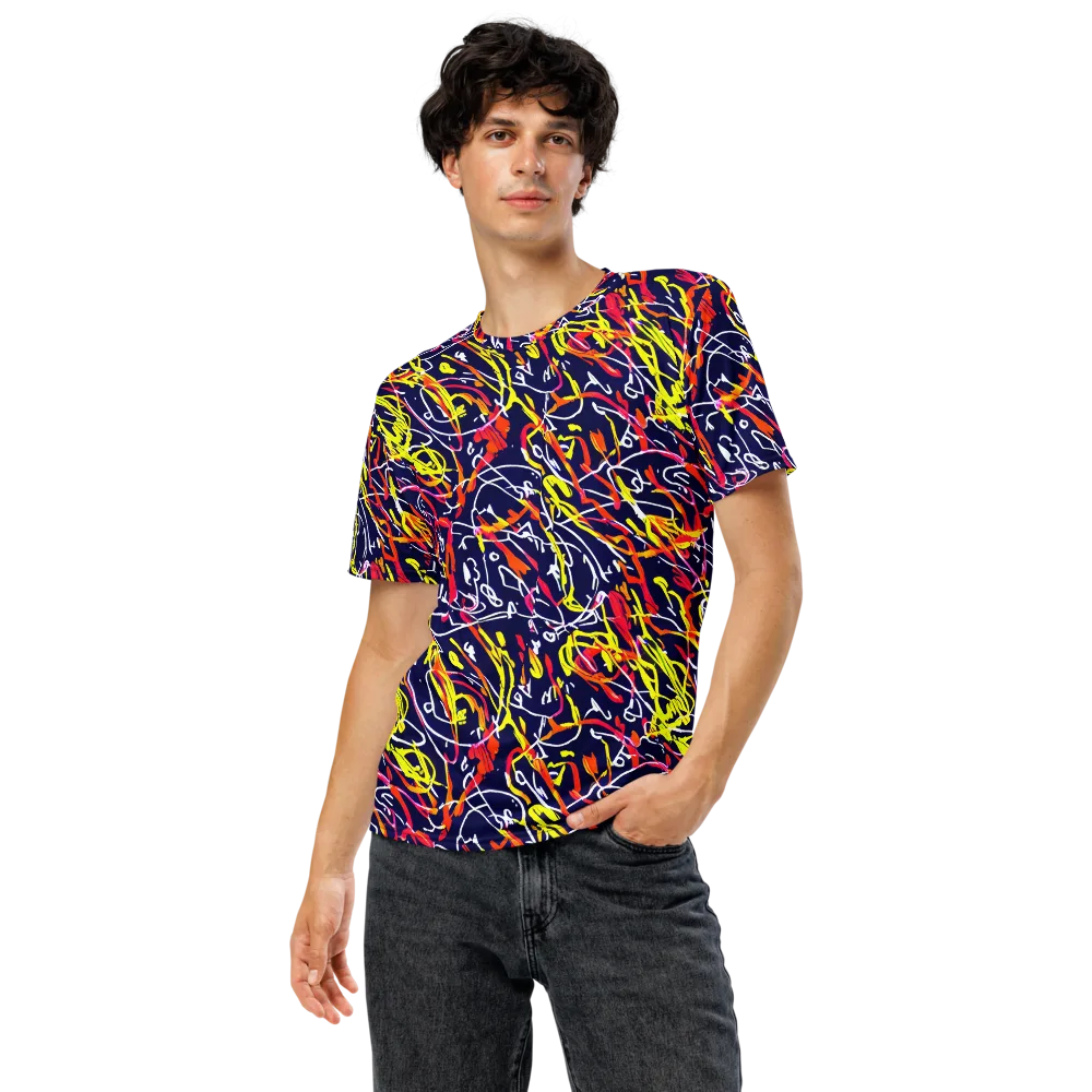 Neon Currents on Men's Crew Neck T-Shirt — Front