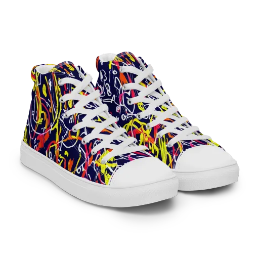 Neon Currents on a Men's High Top Canvas Shoes