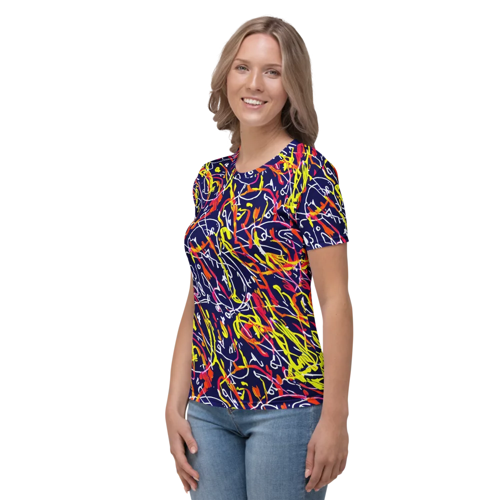 Neon Currents on Women's Crew Neck T-Shirt — Left