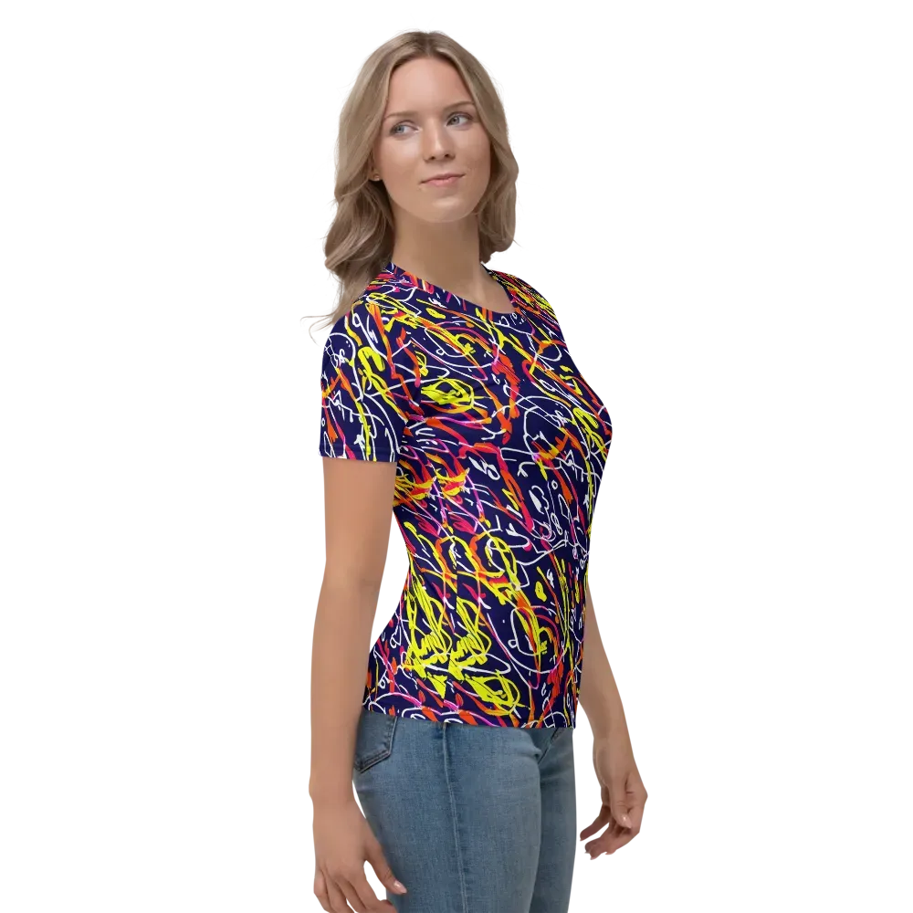 Neon Currents on Women's Crew Neck T-Shirt — Right
