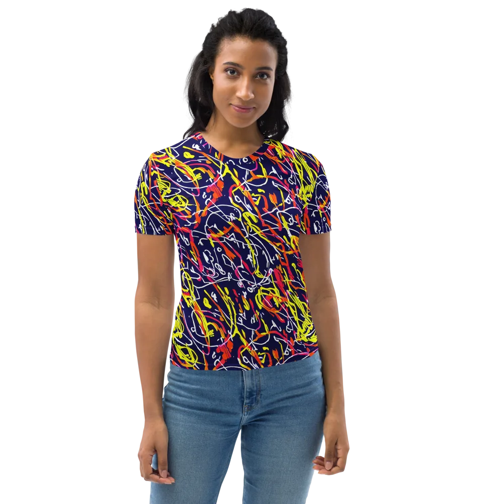 Neon Currents on Women's Crew Neck T-Shirt — Front