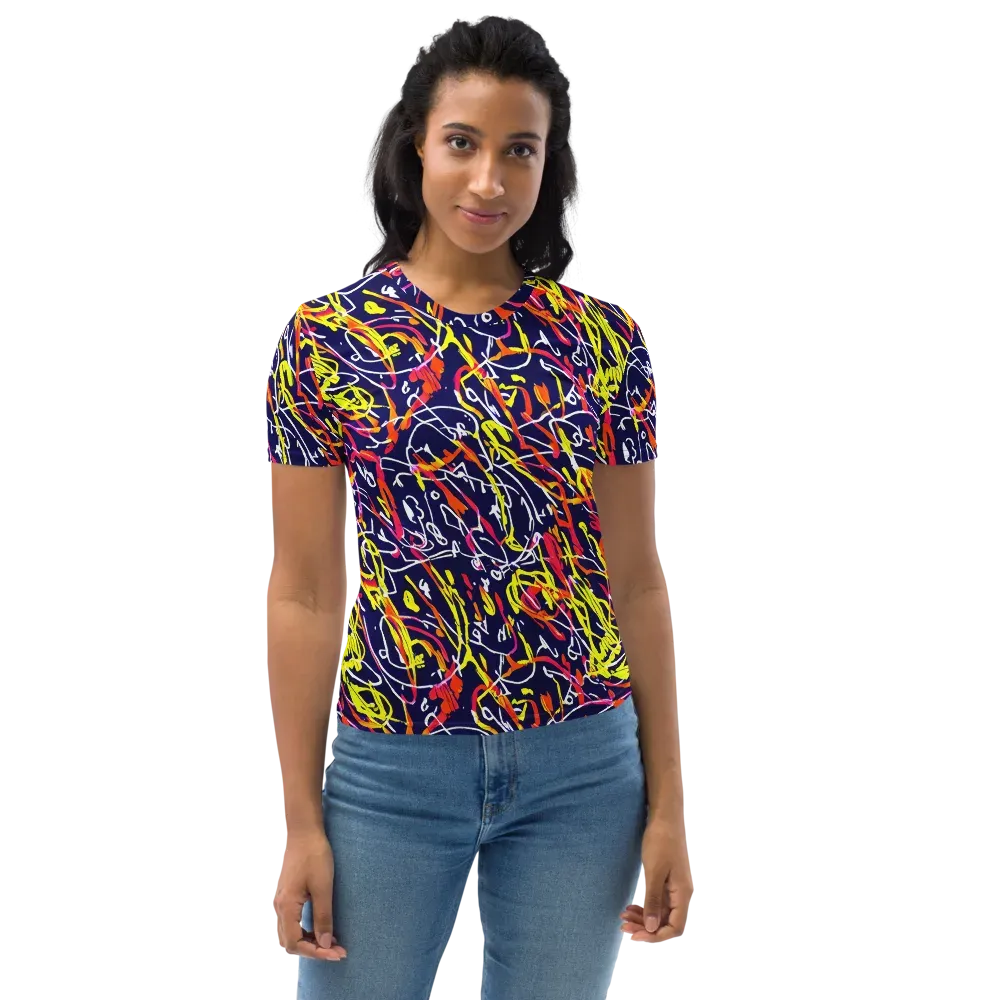 Neon Currents on Women's Crew Neck T-Shirt — Front