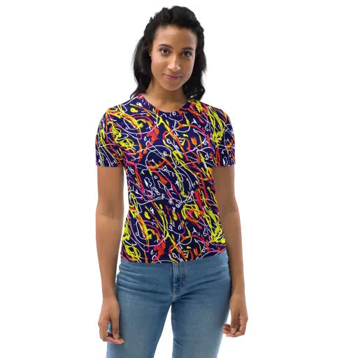 Neon Currents on a Women's Crew Neck T-Shirt