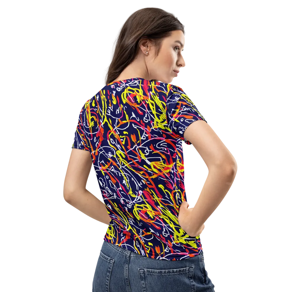 Neon Currents on Women's Crew Neck T-Shirt — Back