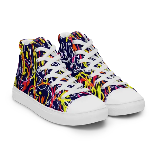 Neon Currents on a Women's High Top Canvas Shoes
