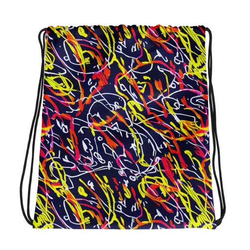 Neon Currents on a Drawstring Bag