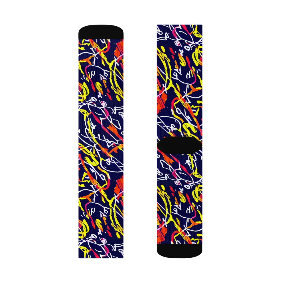 Neon Currents on Socks — Left Sock