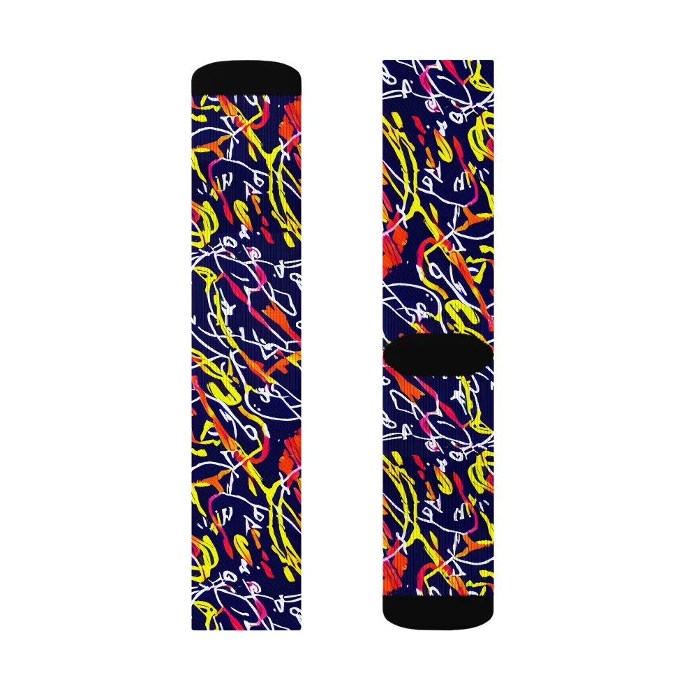 Neon Currents on Socks — Right Sock