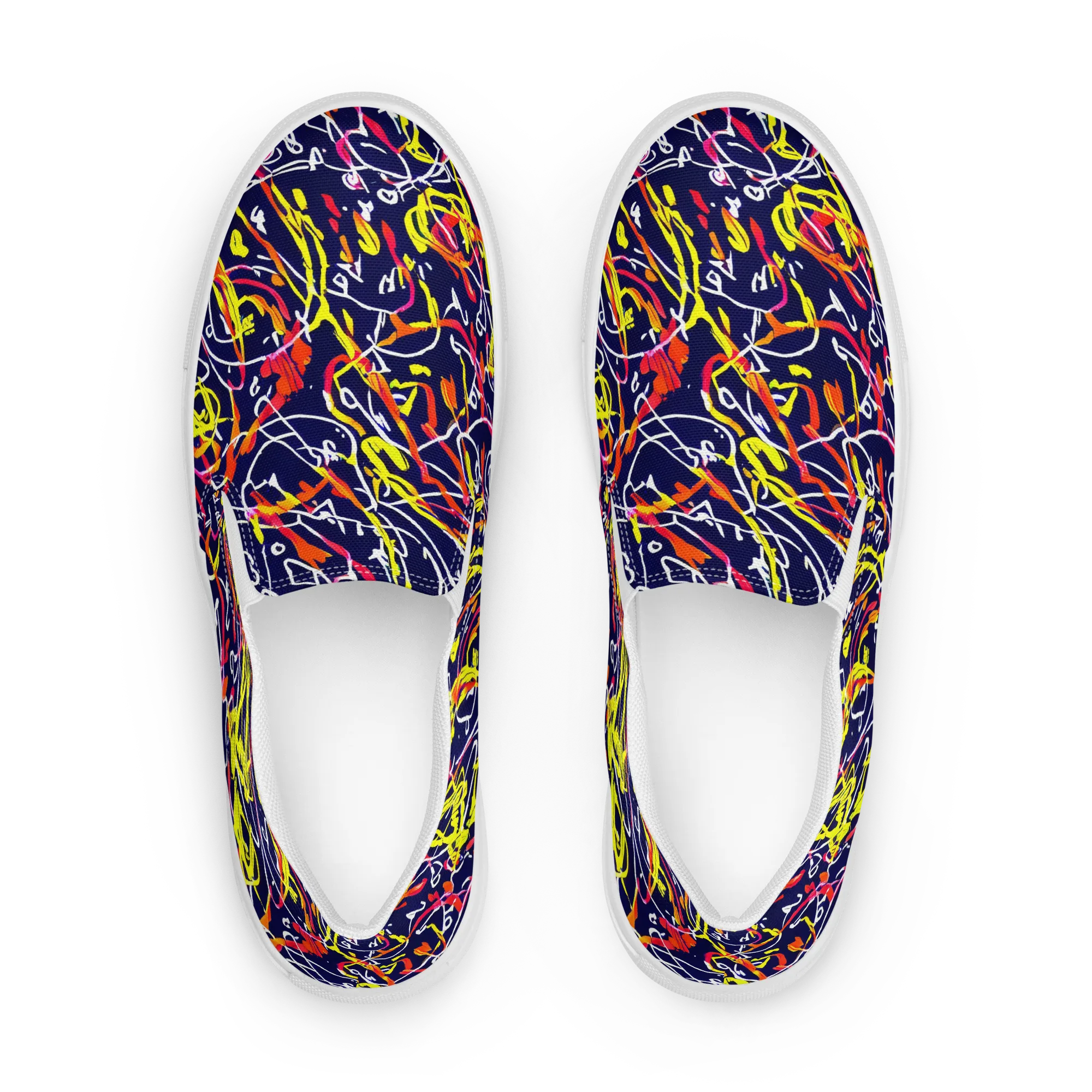 Neon Currents on Women's Slip-On Canvas Shoes — Front