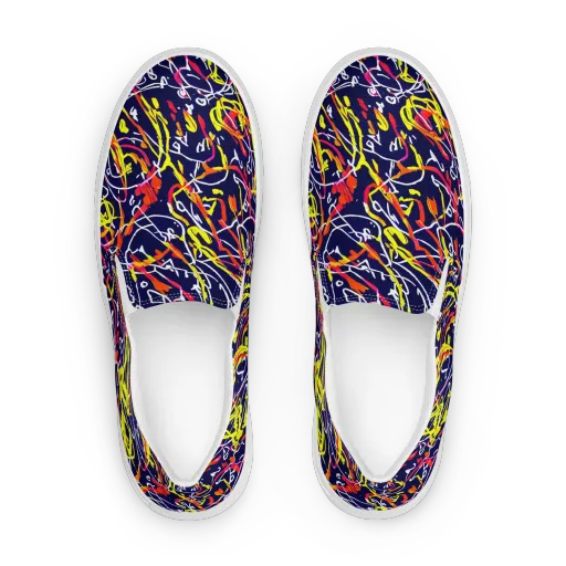 Neon Currents on a Women's Slip-On Canvas Shoes