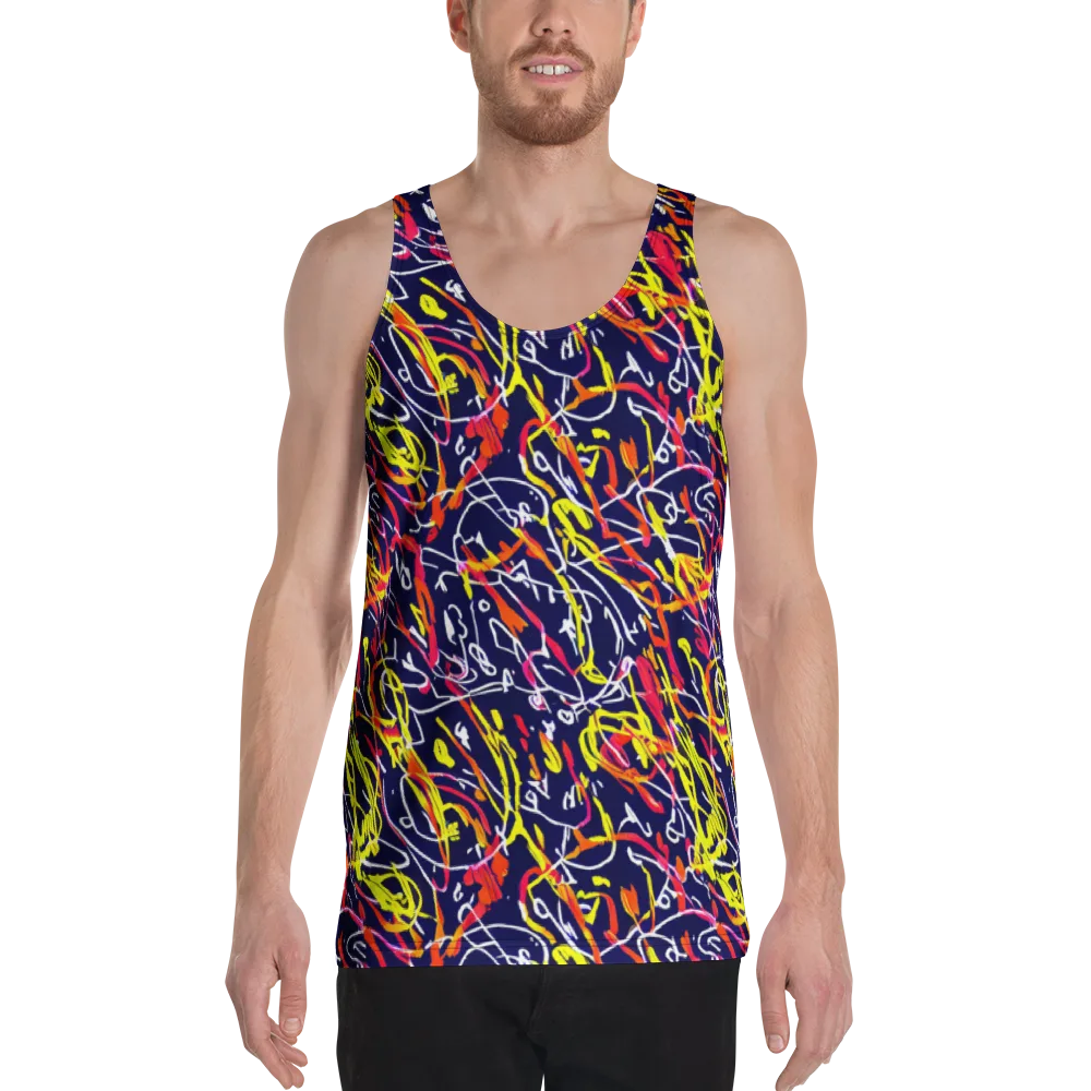 Neon Currents on Men's Tank Top — Front