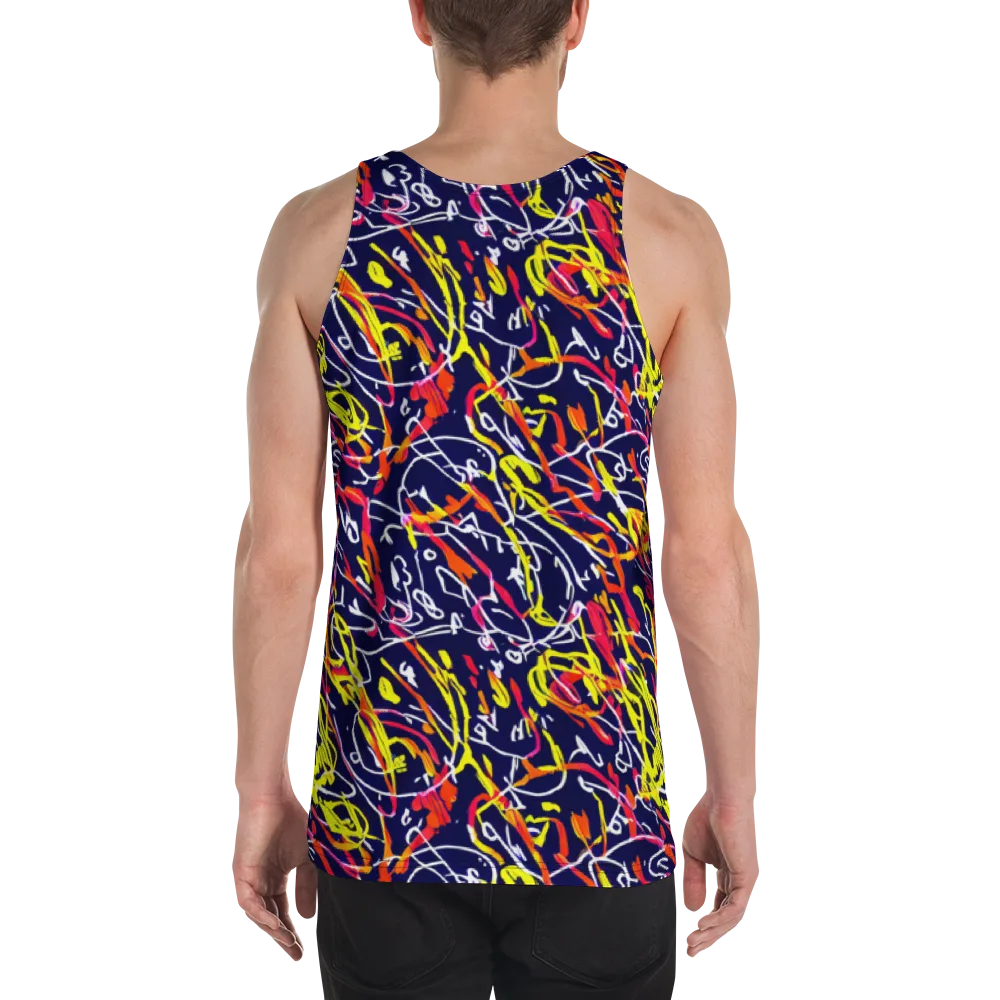 Neon Currents on Men's Tank Top — Back
