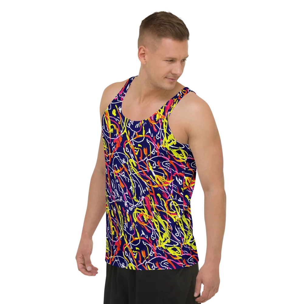 Neon Currents on Men's Tank Top — Left Front