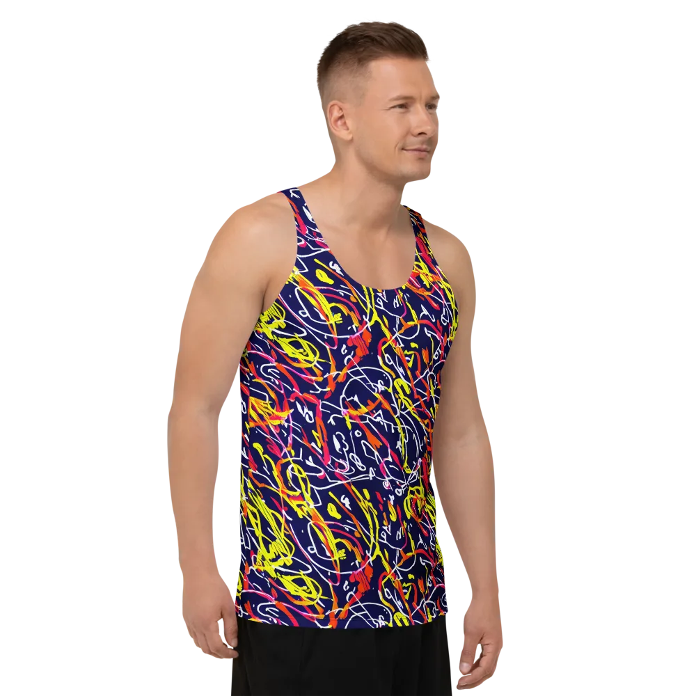 Neon Currents on Men's Tank Top — Right Front