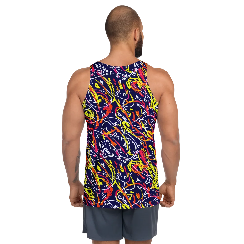 Neon Currents on Men's Tank Top — Back